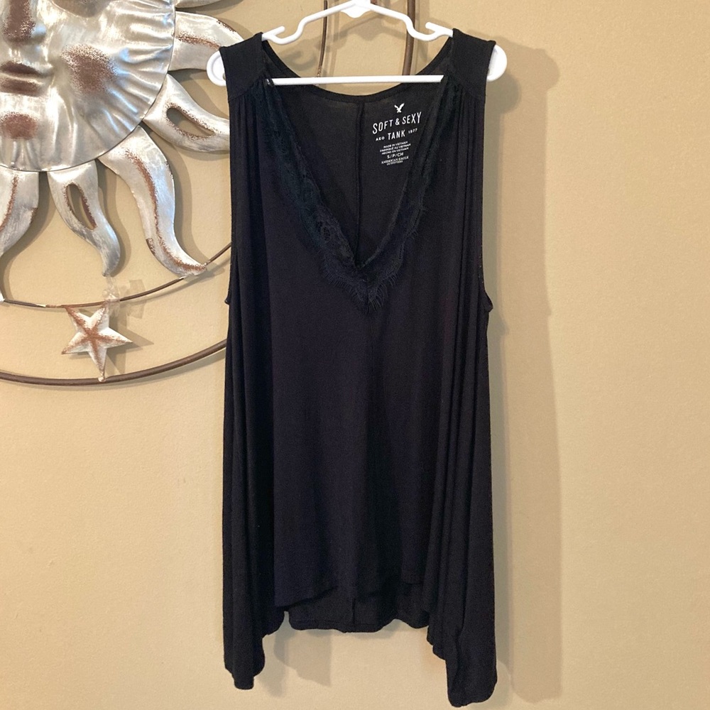 Black Soft and Sexy V-Neck American Eagle Tank Top